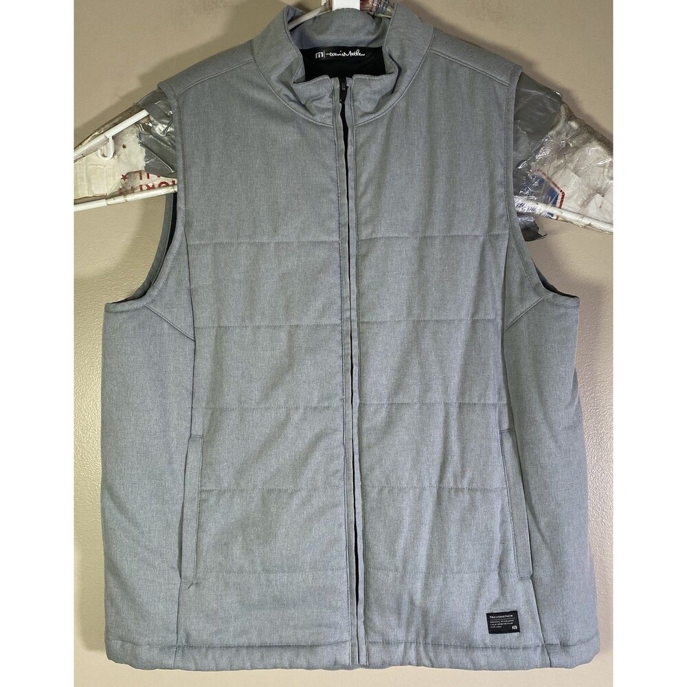 Travis Mathew Vest Men Medium  Quilted Performance On Location Golf Puffer  Gray